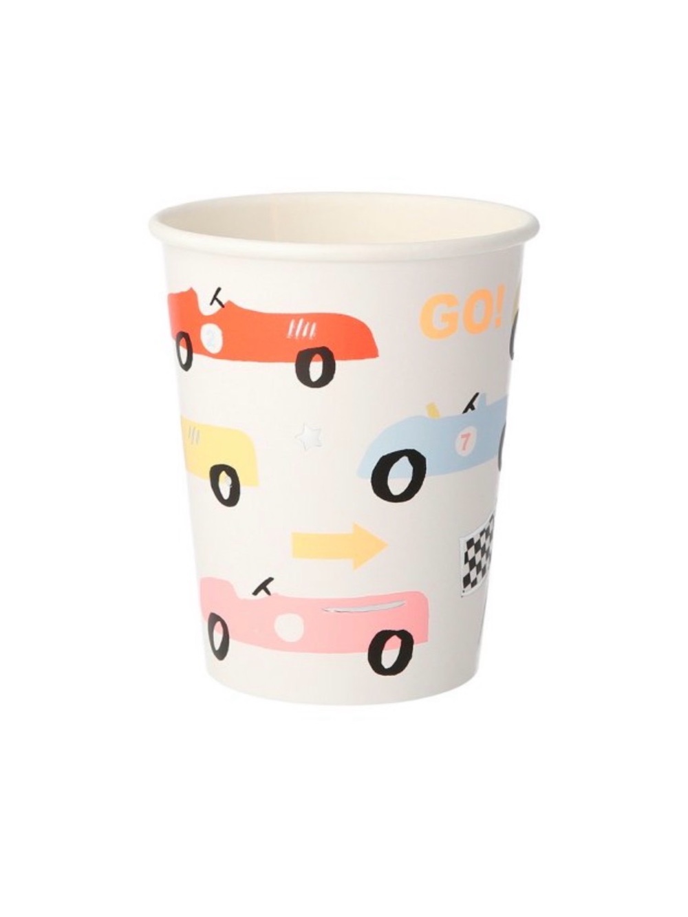 Meri Meri Racing Cars Paper Cups in Red, Pink, Blue, Yellow